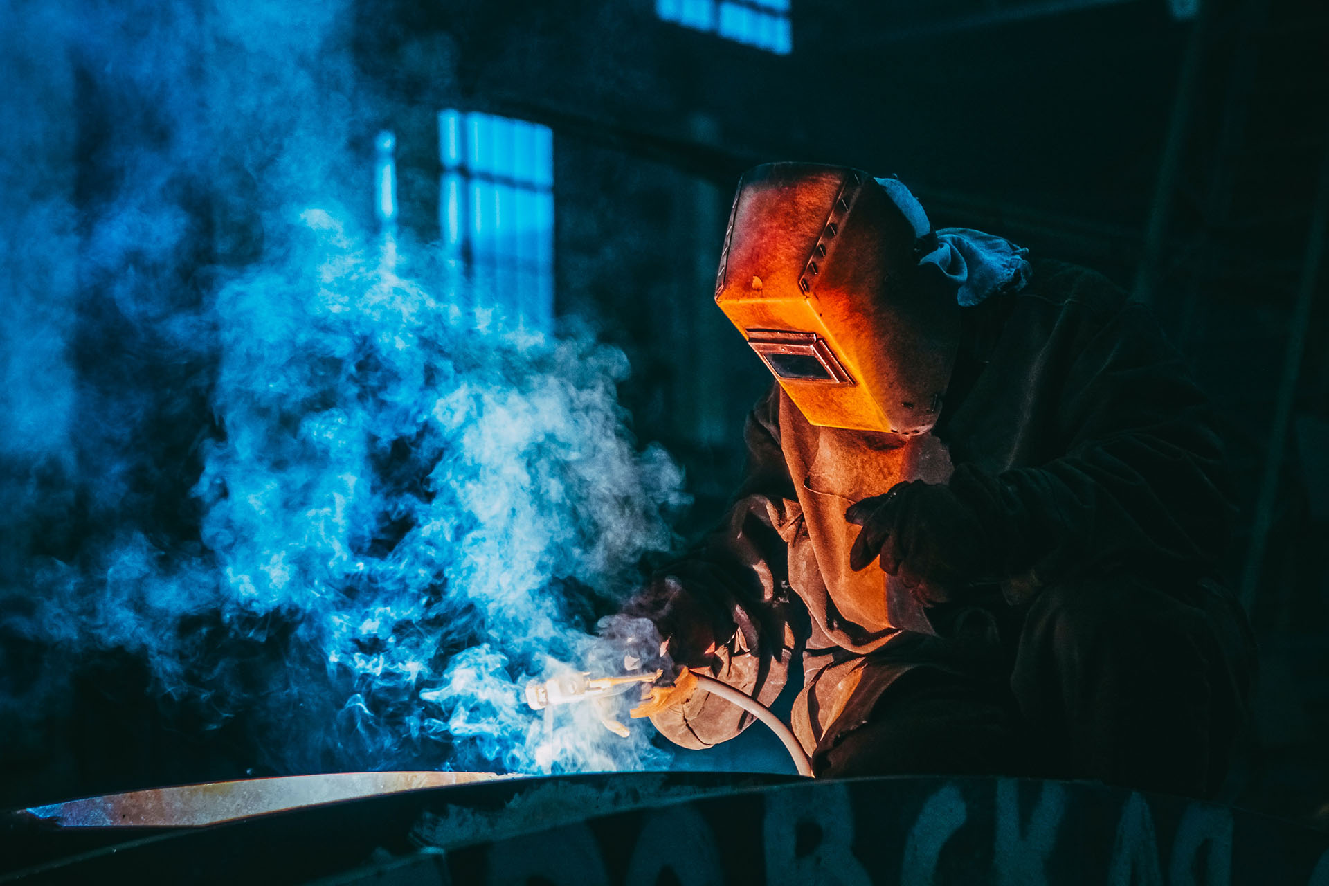 welder welding steel